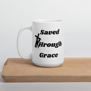 Saved By Jesus - White glossy mug