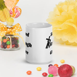 Saved By Jesus - White glossy mug