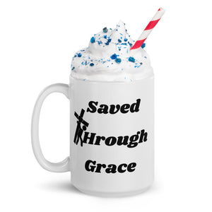 Saved By Jesus - White glossy mug