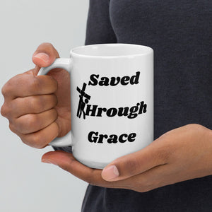 Saved By Jesus - White glossy mug