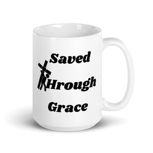 Saved By Jesus - White glossy mug