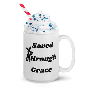 Saved By Jesus - White glossy mug