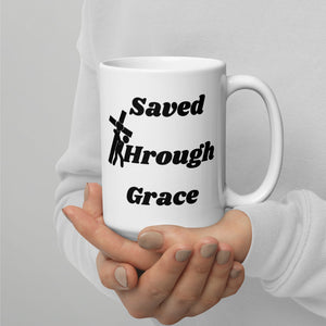 Saved By Jesus - White glossy mug